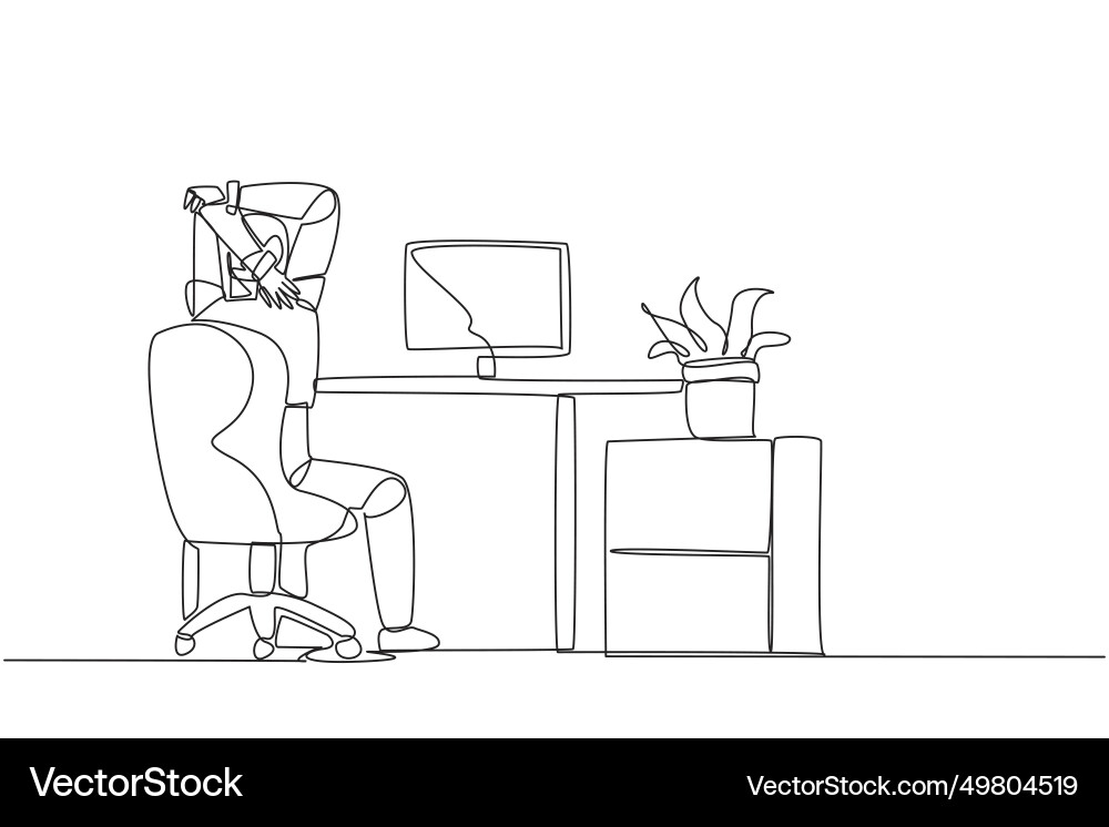 Continuous one line drawing robot sitting Continuous one line drawing robot sitting vector image