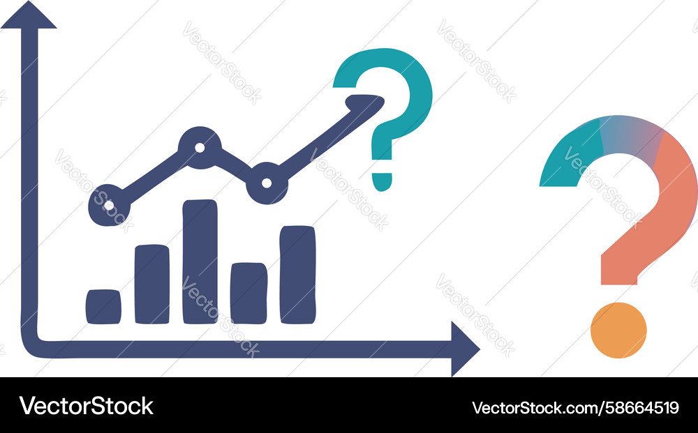 Data ambiguity bar chart with question mark Vector Image