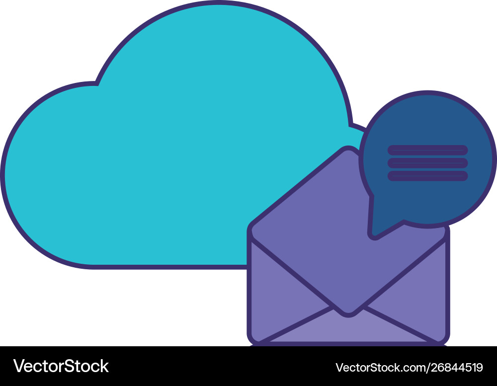Envelope with cloud computing and speech bubble Vector Image