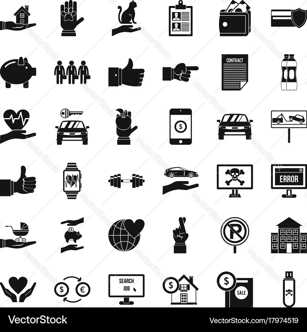 Error icons set simple style vector image
