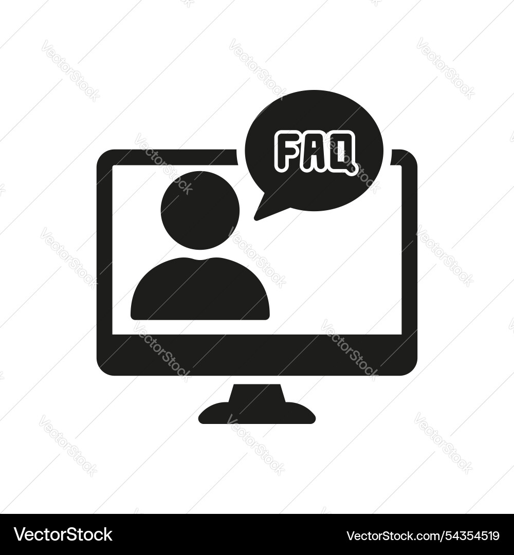 Faq sign in speech bubble on desktop computer Faq sign in speech bubble on desktop computer vector image