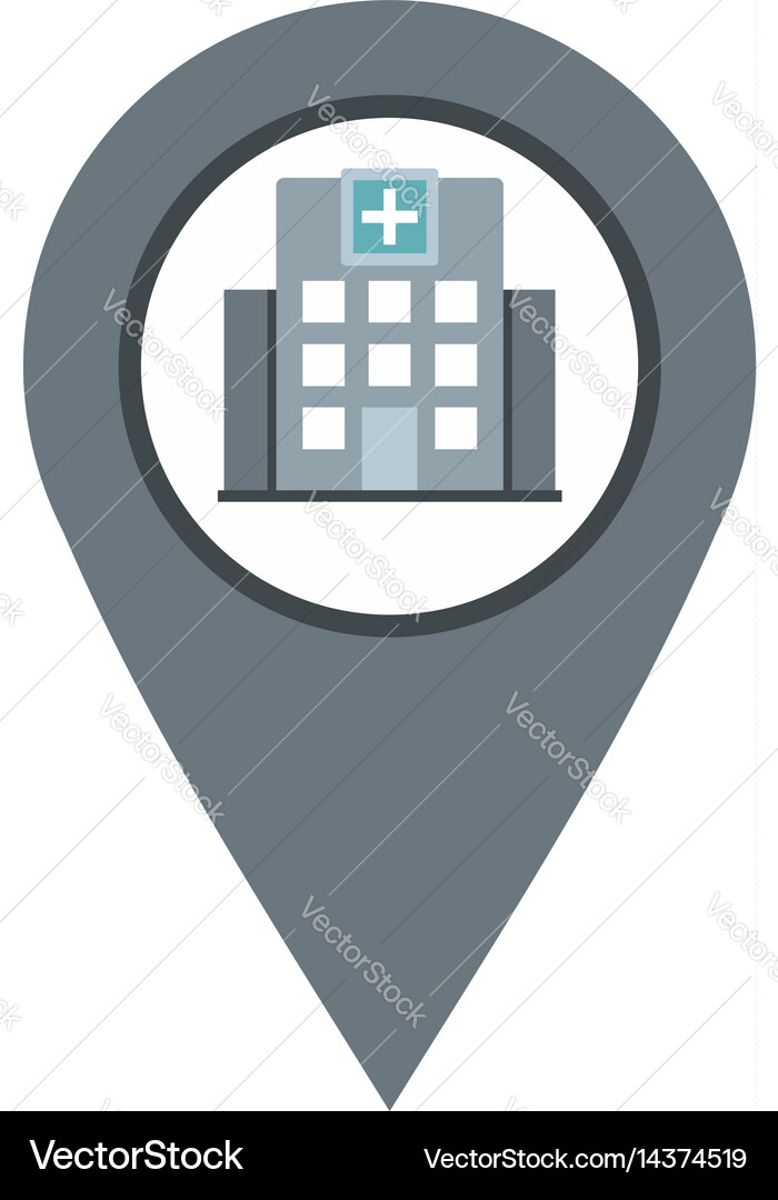 Gray map pointer with symbol hospital icon Vector Image
