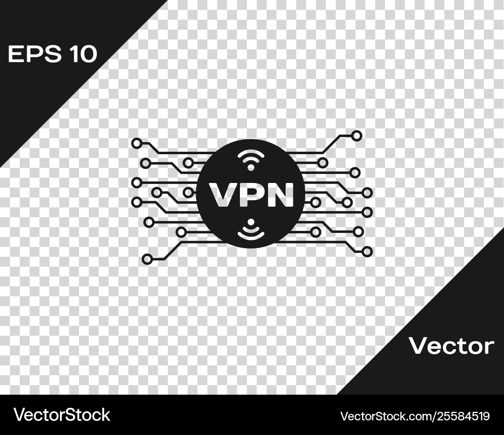 Grey vpn in circle with microchip circuit icon Grey vpn in circle with microchip circuit icon vector image