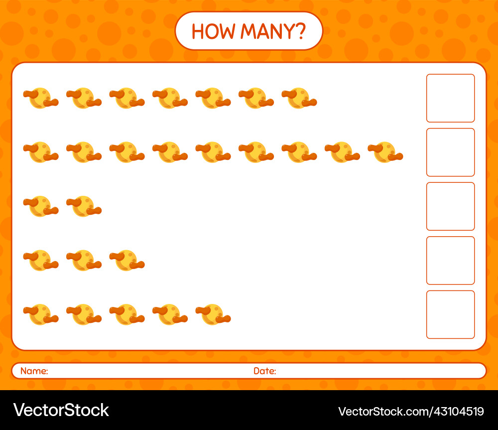 How many counting game with full moon worksheet How many counting game with full moon worksheet vector image