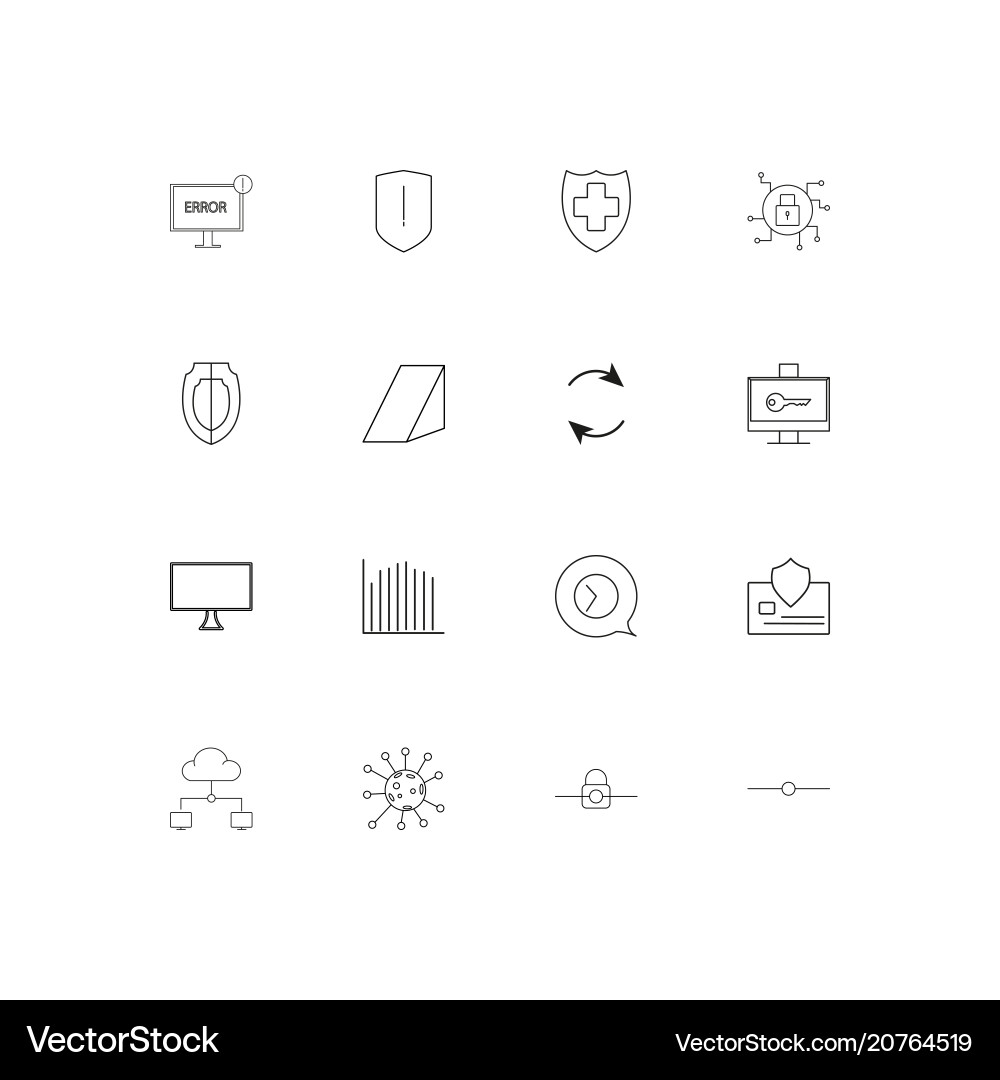 Internet security linear thin icons set outlined vector image