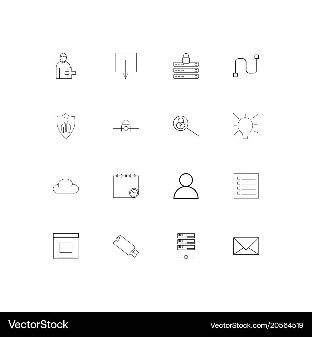 Internet technologies simple linear icons set vector image
