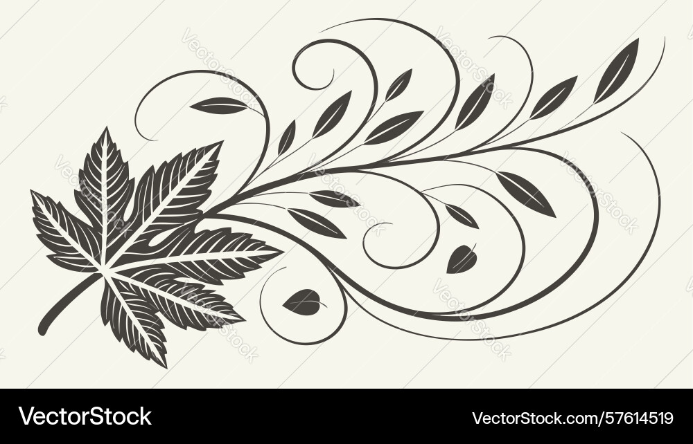Intricate leafy branch scroll design generative Vector Image