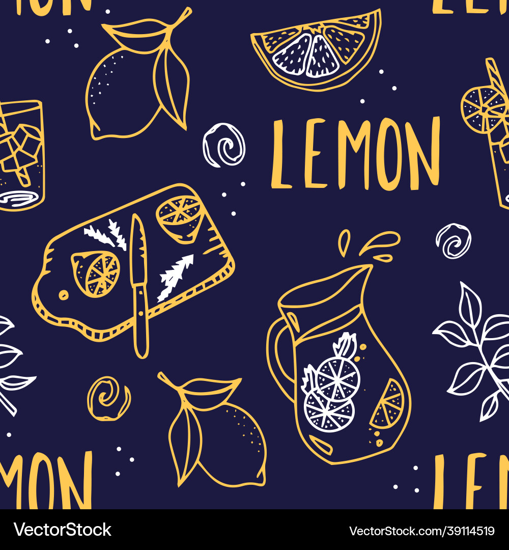 Lemonade pattern seamless with lemon Lemonade pattern seamless with lemon vector image