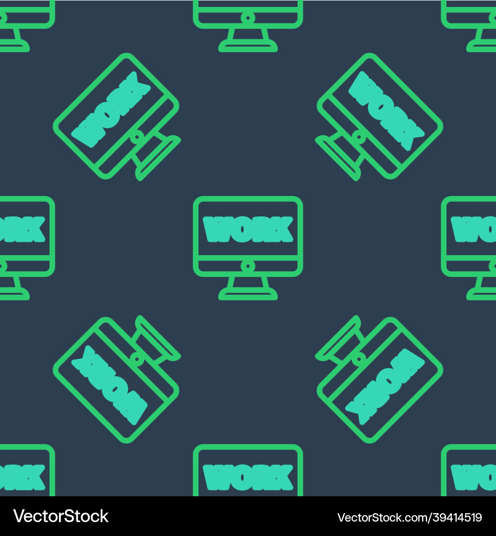 Line computer monitor with text work icon isolated Line computer monitor with text work icon isolated vector image
