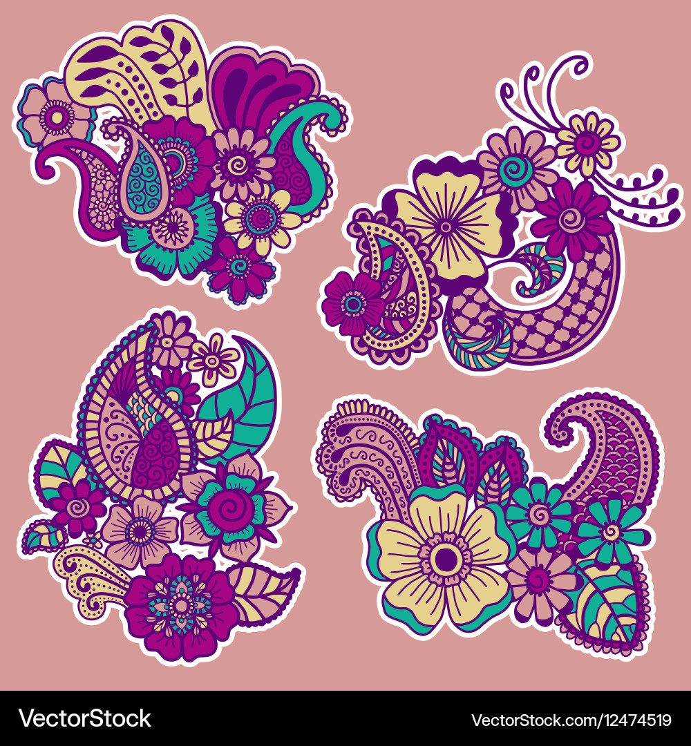 Mehndi design patterns Vector Image