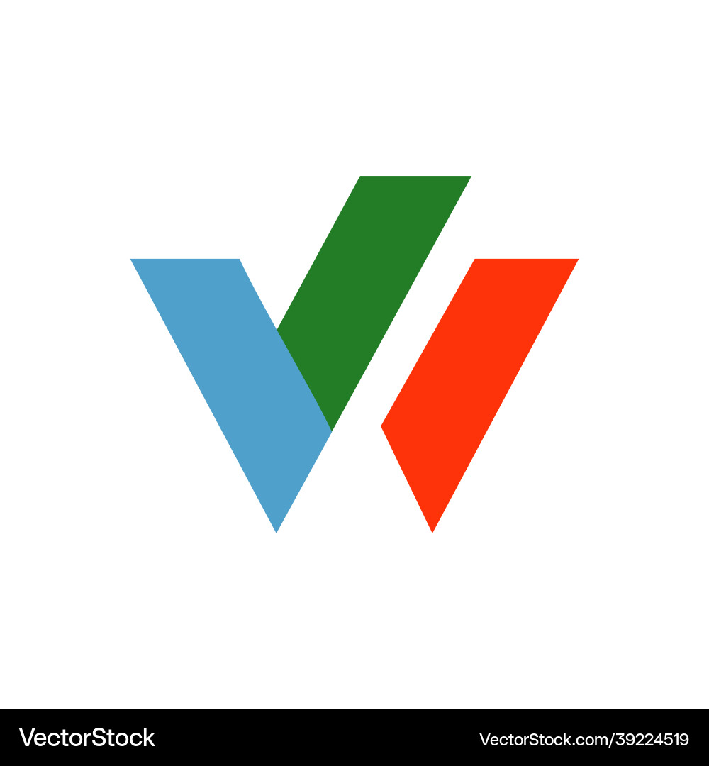 Overlapping shape of letter w initial logo Overlapping shape of letter w initial logo Vector Image