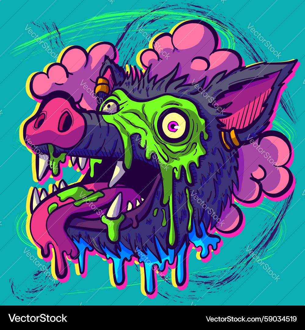 Psychedelic Pig Monster – Royalty-Free Vector | VectorStock