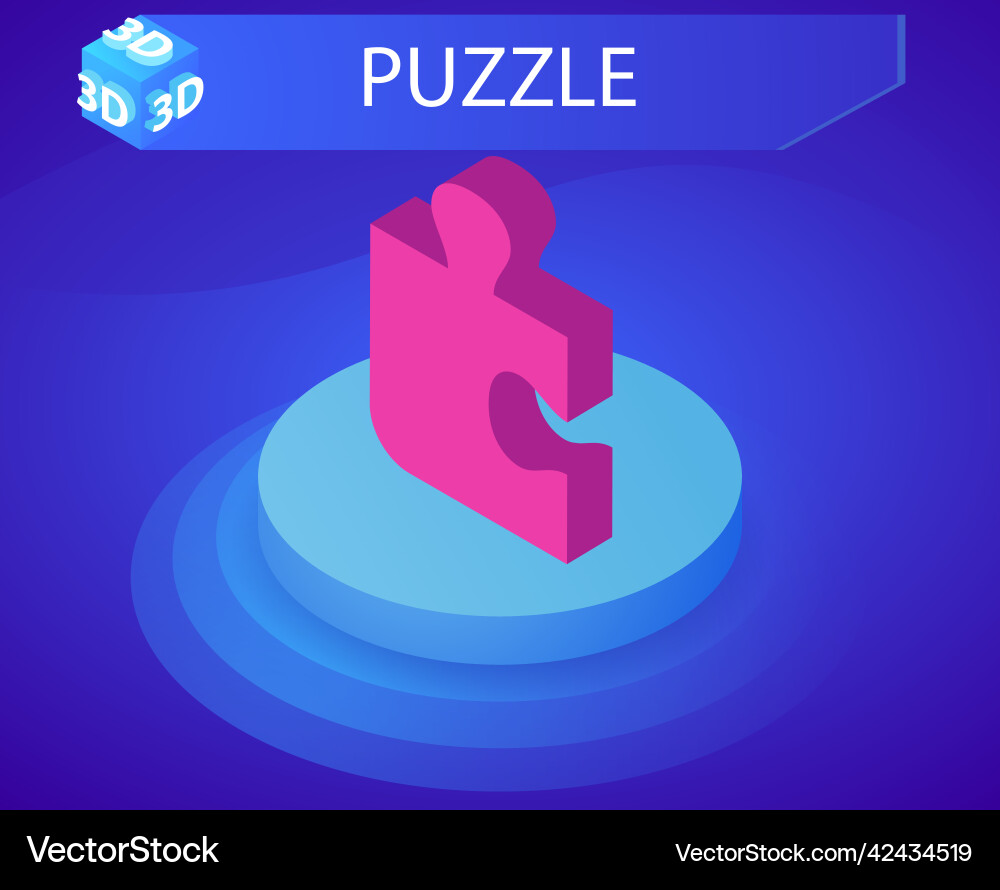 Puzzle isometric design icon web 3d colorful Puzzle isometric design icon web 3d colorful vector image