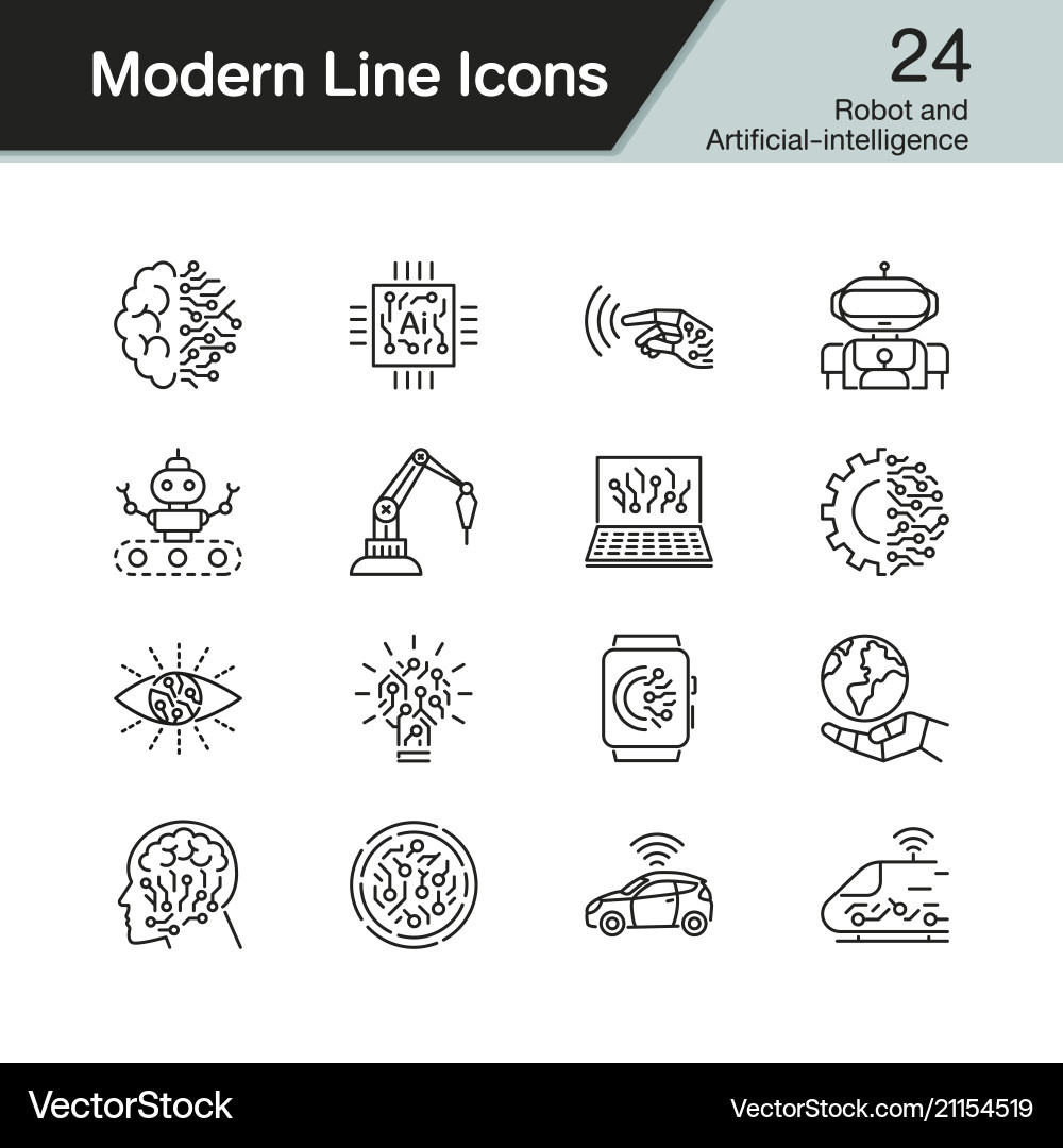 Robot & AI Icon Set vector image