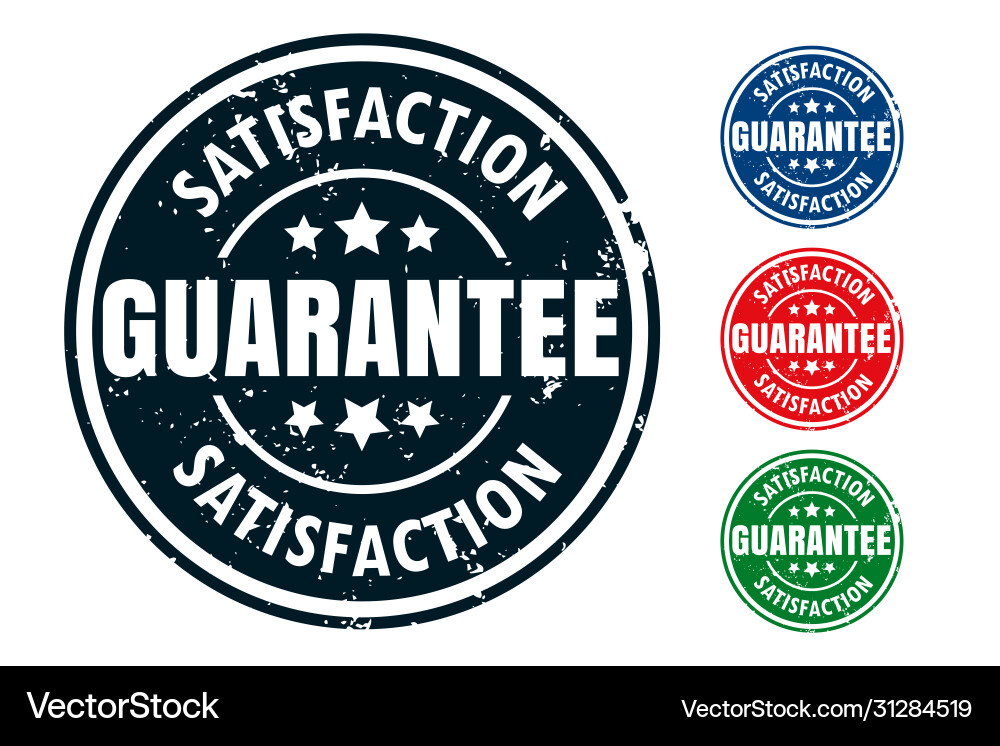 Satisfaction Guarantee Rubber Stamp Set Vector Image