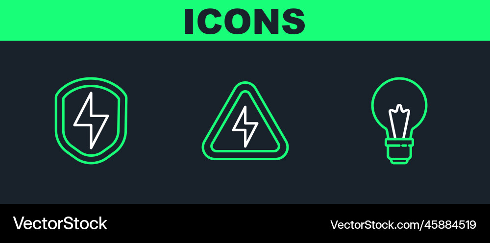 Set line light bulb with concept of idea secure Set line light bulb with concept of idea secure vector image