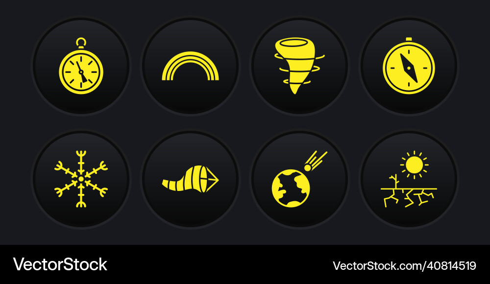 Set snowflake compass cone meteorology windsock Vector Image