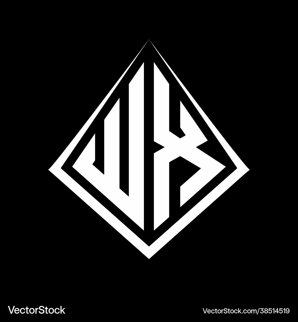 Wx logo letters monogram with prisma shape design Wx logo letters monogram with prisma shape design Vector Image