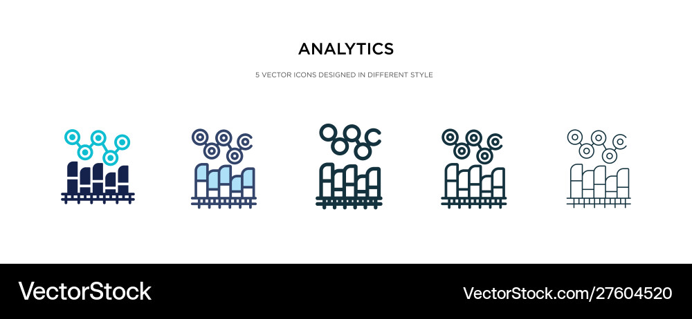 Analytics icon in different style two colored Analytics icon in different style two colored vector image