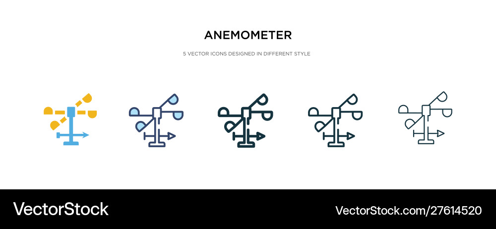 Anemometer icon in different style two colored Anemometer icon in different style two colored vector image