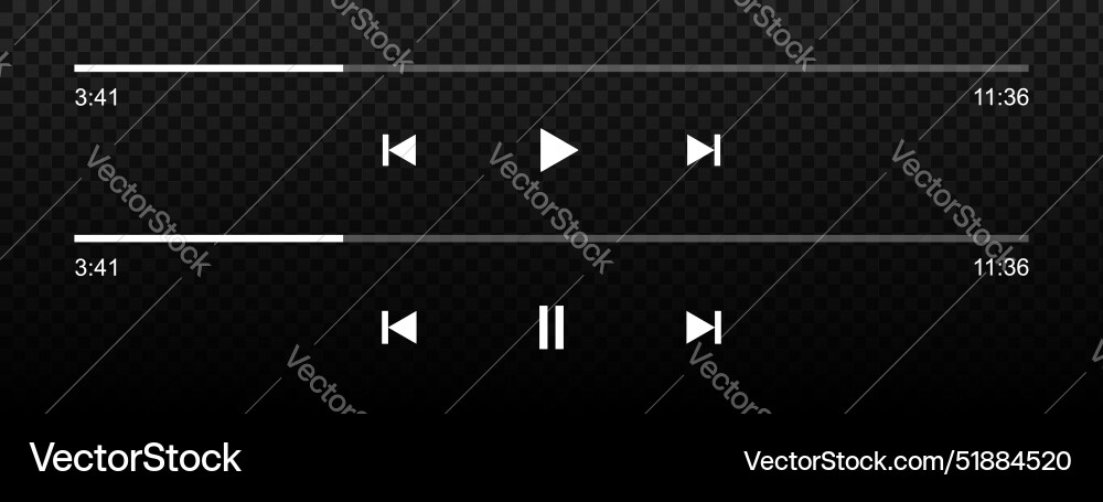 Audio or movie player progress loading bars Vector Image