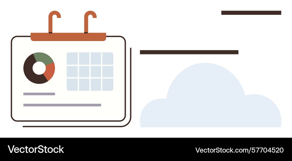 Calendar with analytics chart and cloud as concept Vector Image