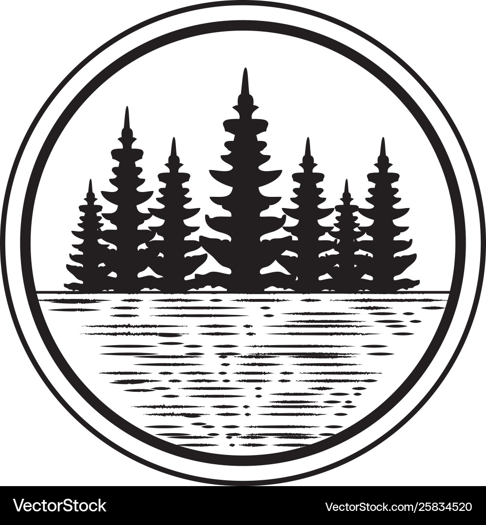 Circular frame with forest zone Vector Image