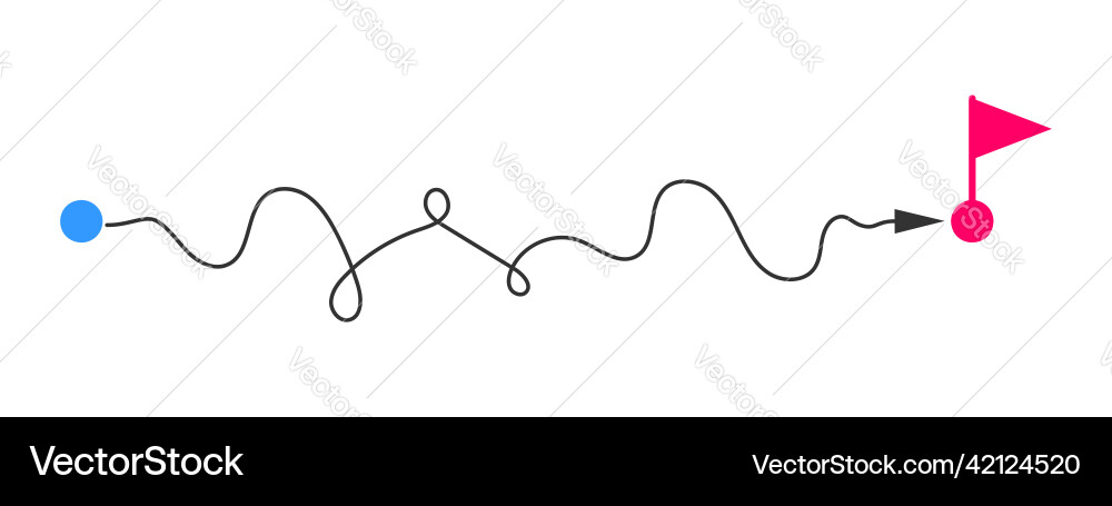 Curved line with start point and direction arrow Vector Image