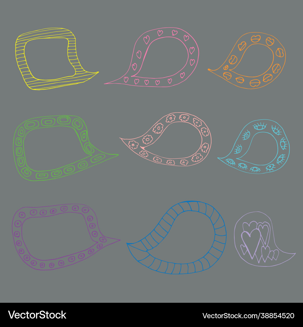 Frames for text with patterns lips eyes circles Frames for text with patterns lips eyes circles vector image
