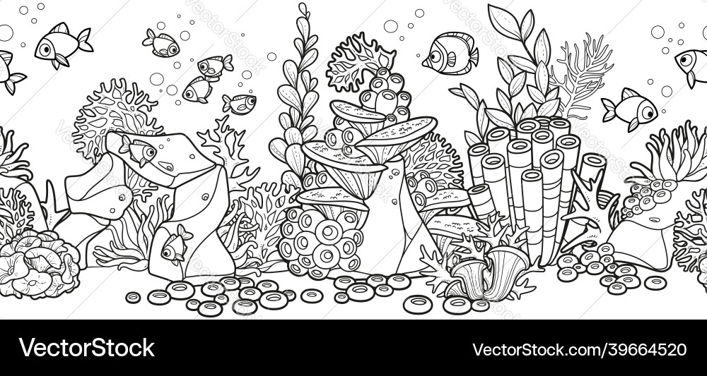 Horizontal seamless background from seabed Horizontal seamless background from seabed Vector Image