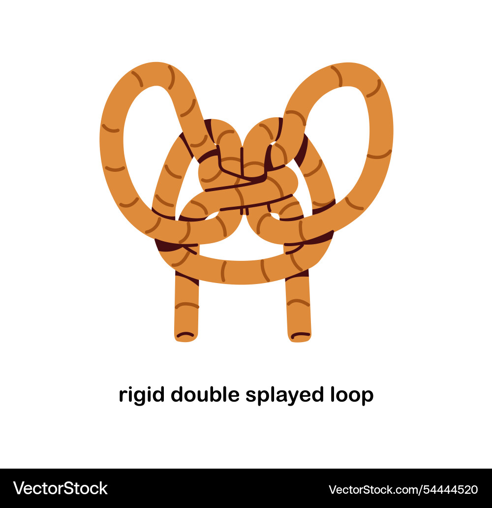 Rigid double splayed loop in bight rope tying Rigid double splayed loop in bight rope tying vector image