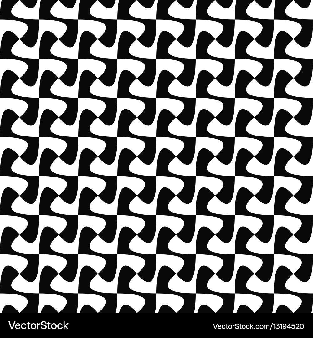 Seamless monochrome curved shape pattern design vector image