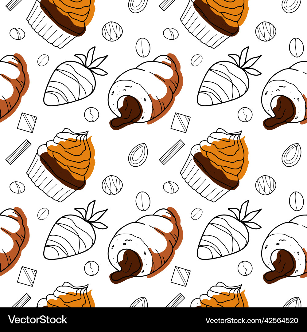 Seamless pattern with the image of chocolate Vector Image