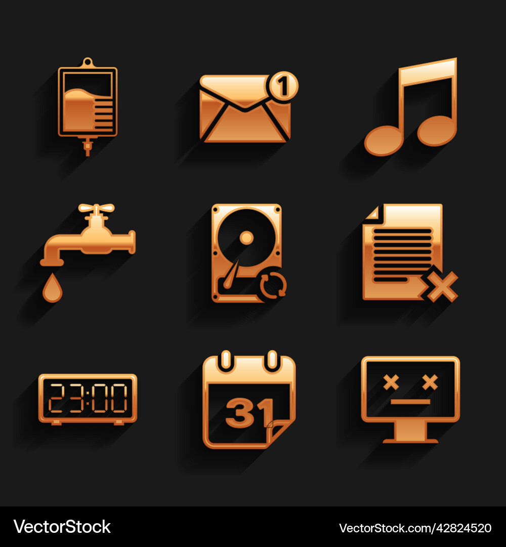Set hard disk drive hdd sync refresh calendar vector image