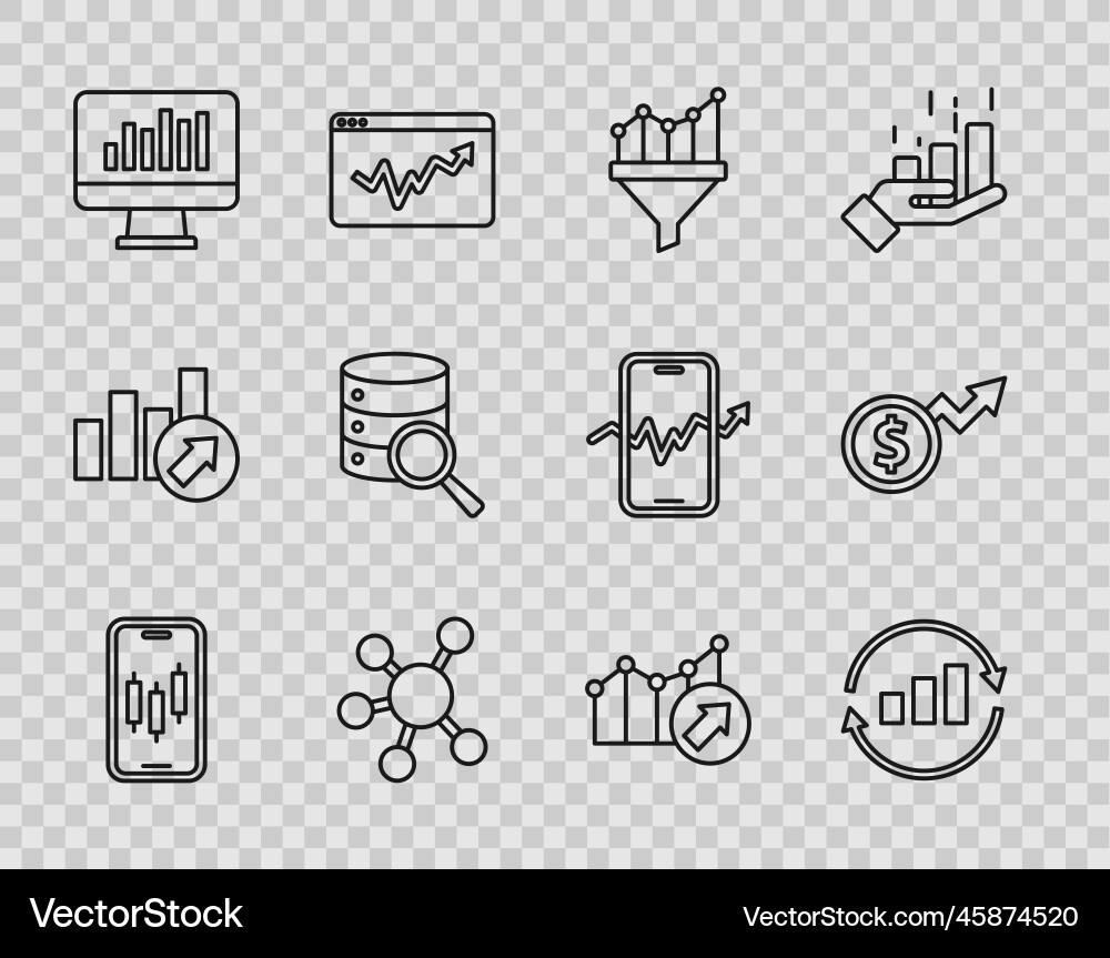 Set line mobile stock trading graph chart Set line mobile stock trading graph chart vector image