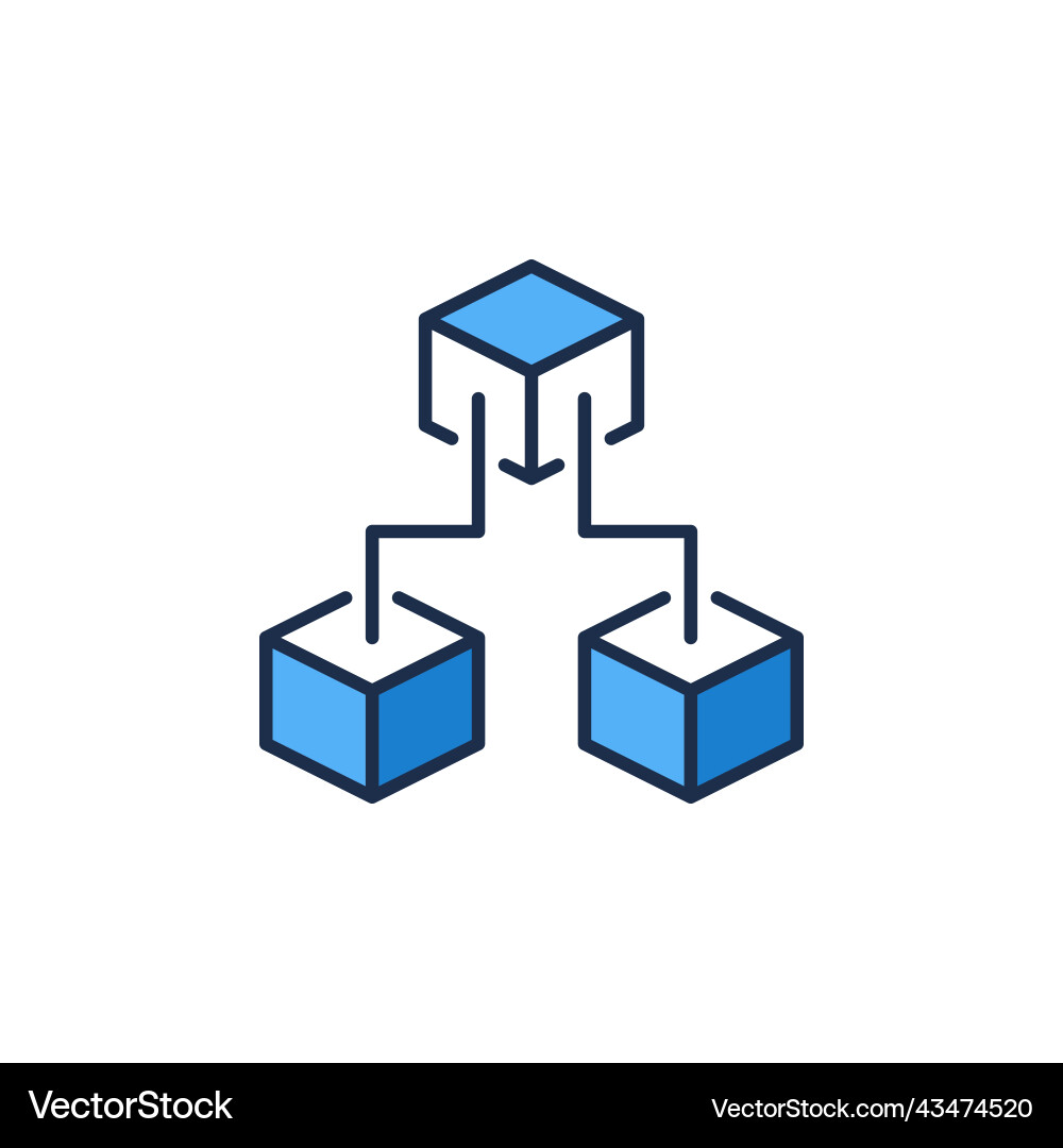 Three blockchain blocks concept blue icon Vector Image