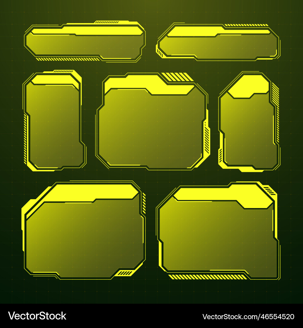 Yellow futuristic hud ui elements sci-fi user Yellow futuristic hud ui elements sci-fi user vector image
