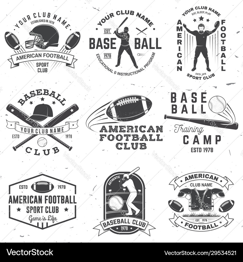 American Football & Baseball Club Badges Vector Image