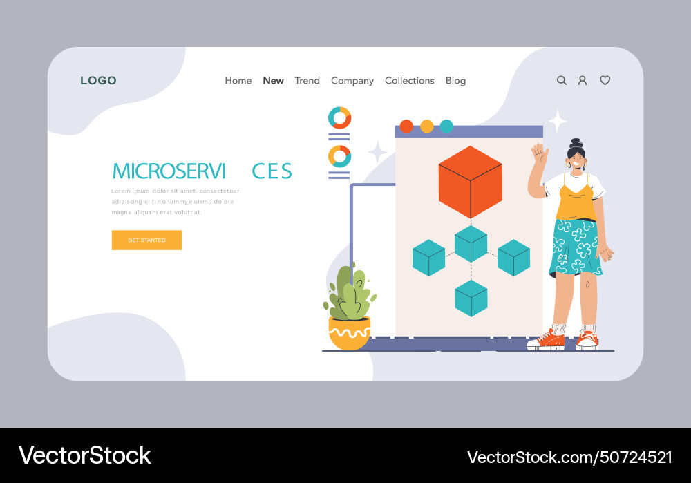 Back-end development web banner or landing page Back-end development web banner or landing page vector image