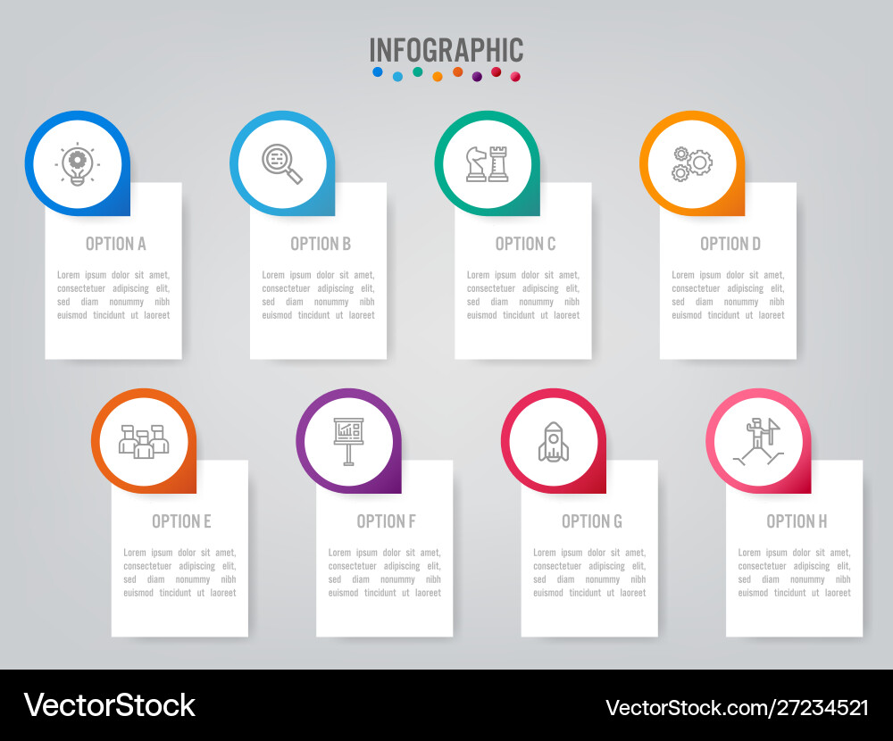 Business infographic labels template with 8 Vector Image