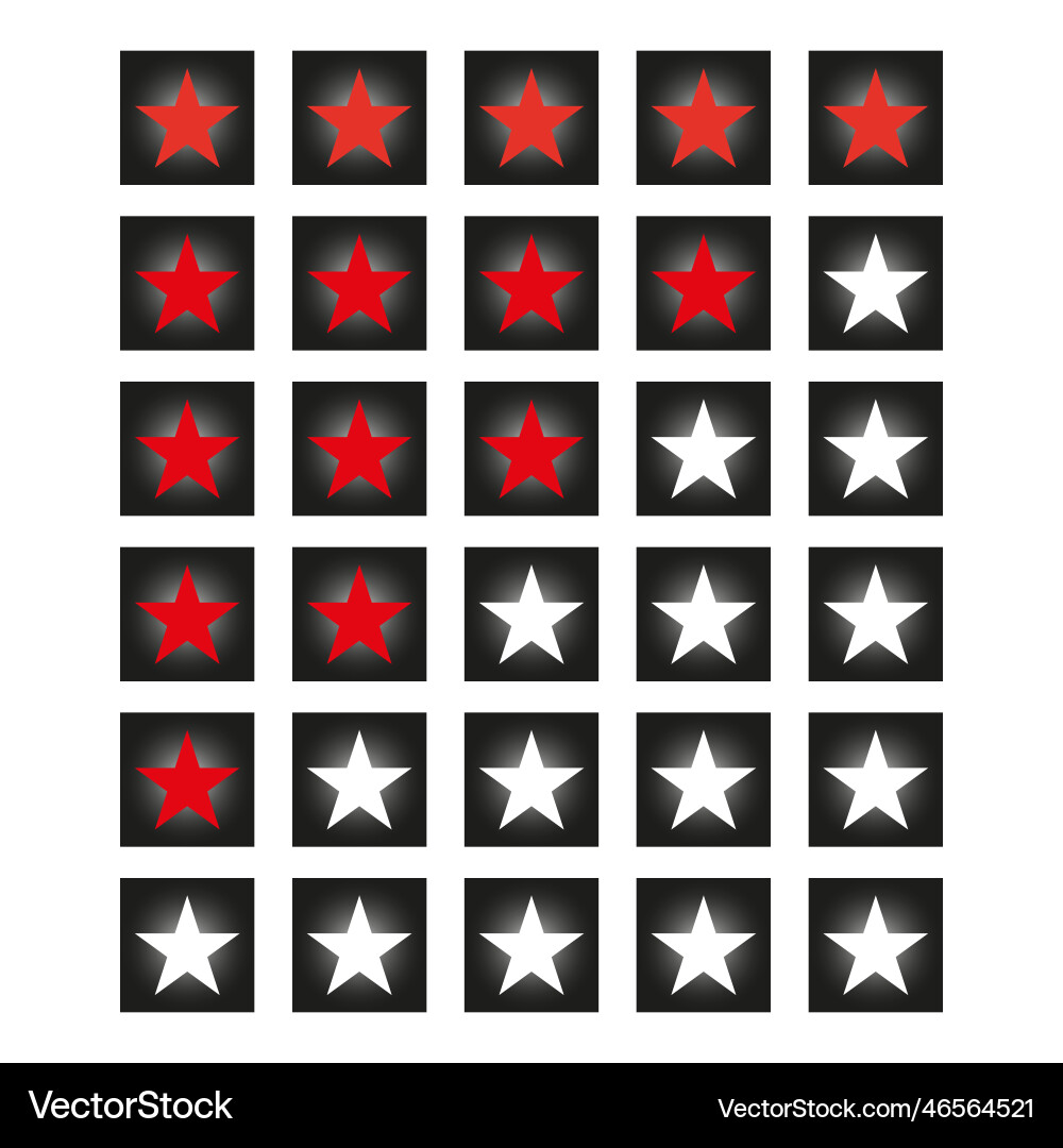 Button with red stars rating star icon customer Vector Image