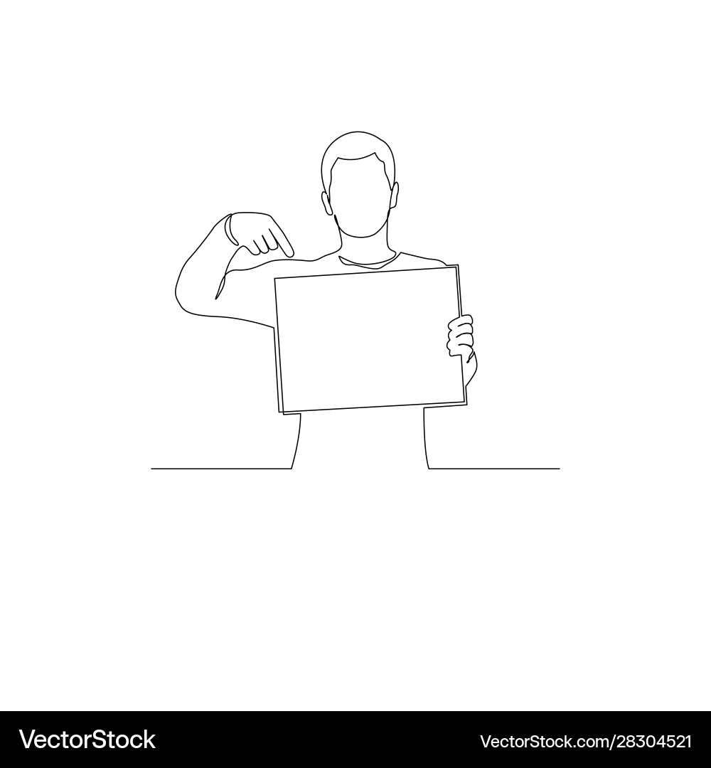 Continuous one line man with a sign points Vector Image
