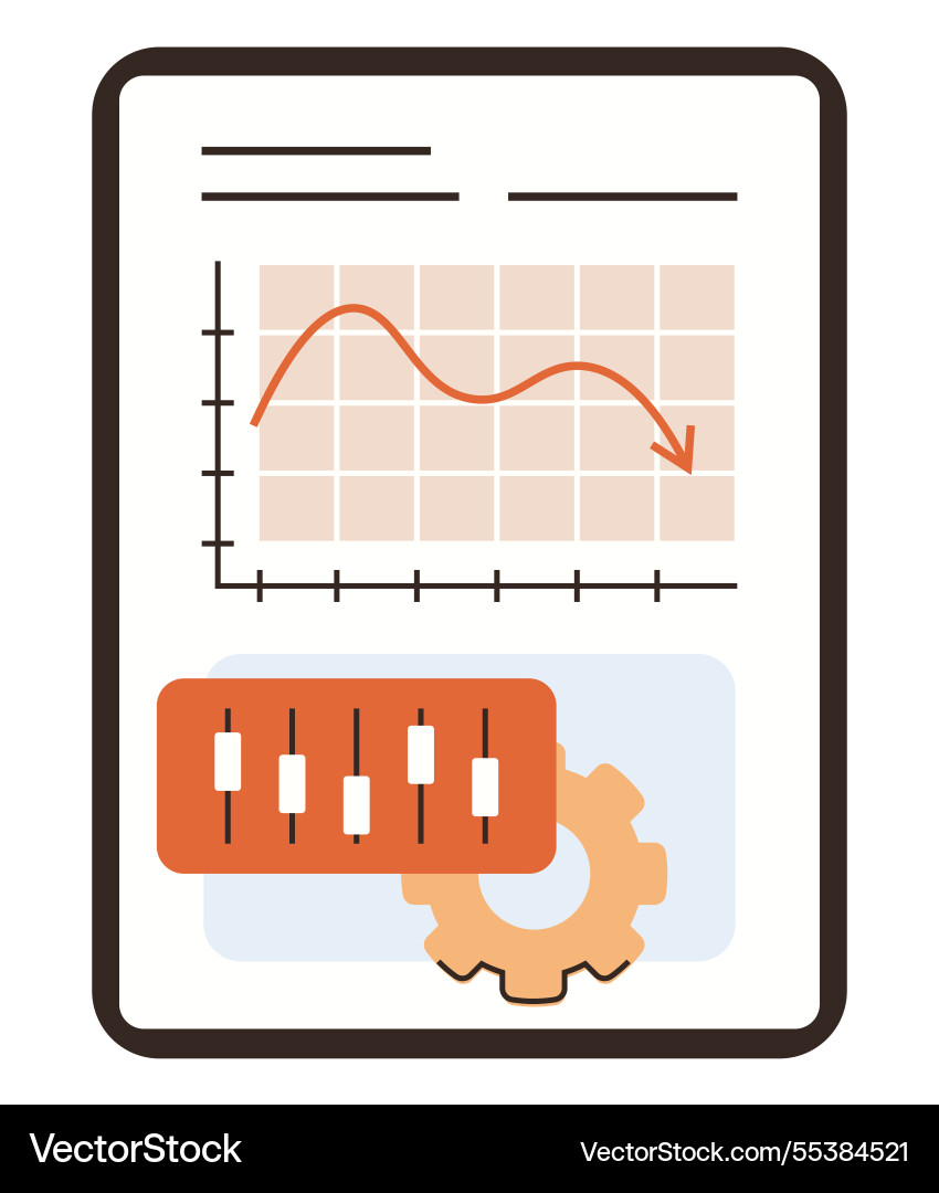 Data analytics dashboard with declining graph Data analytics dashboard with declining graph vector image
