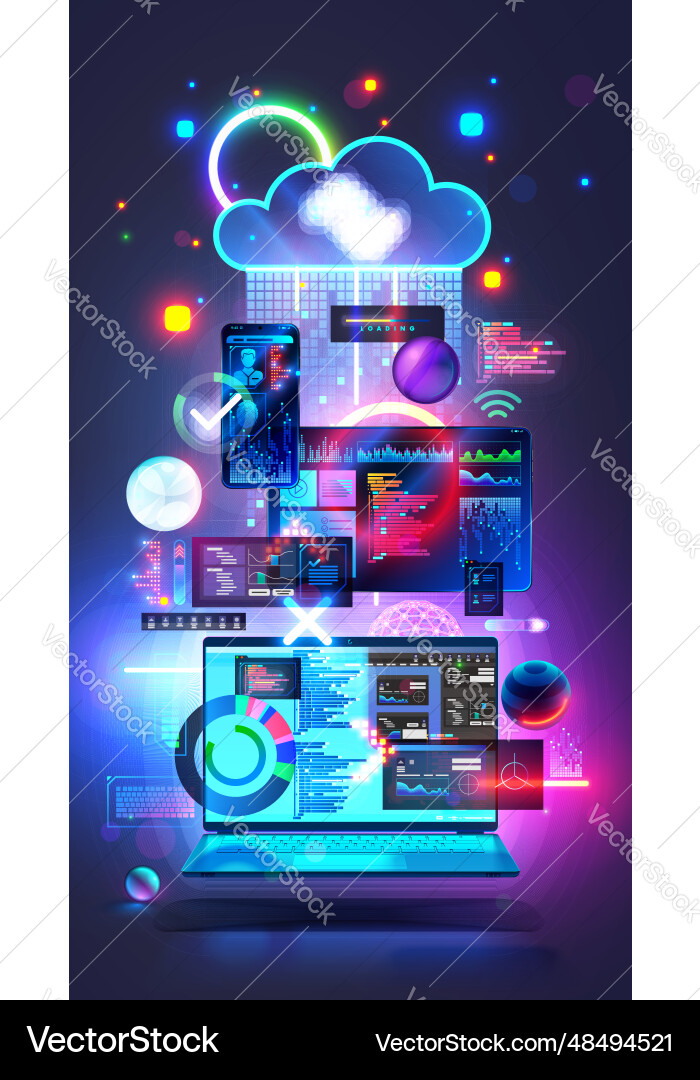 Digital computer technology concept software Digital computer technology concept software vector image