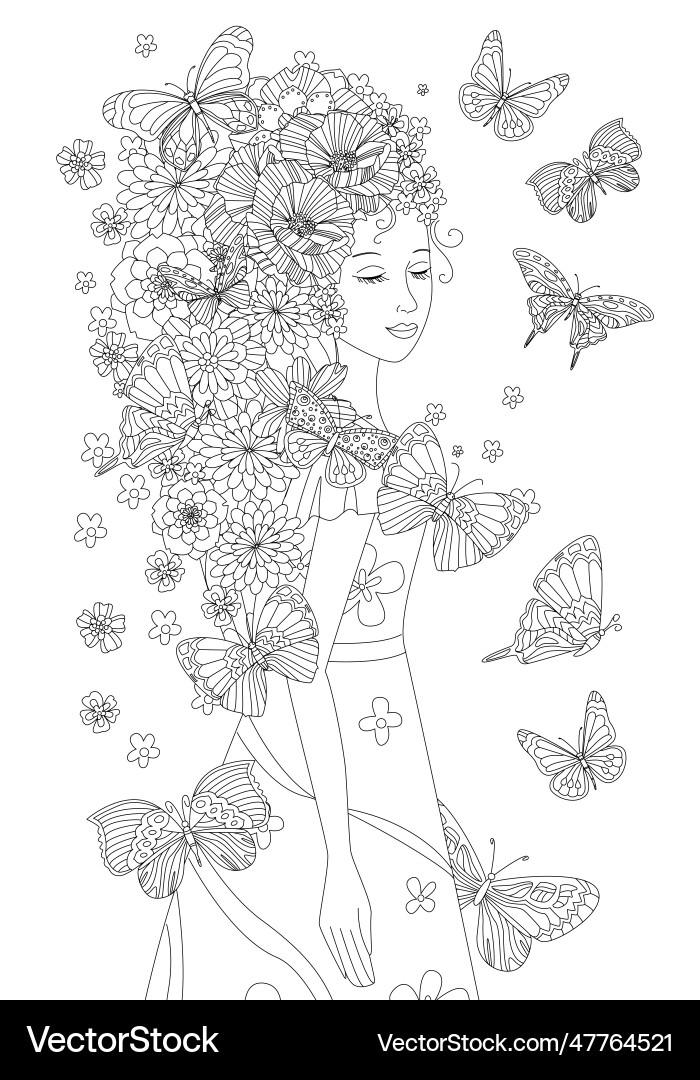 Fancy Blumenmädchen mit Schmetterlingen für Ihre Fancy Blumenmädchen mit Schmetterlingen für Ihre vektorbild