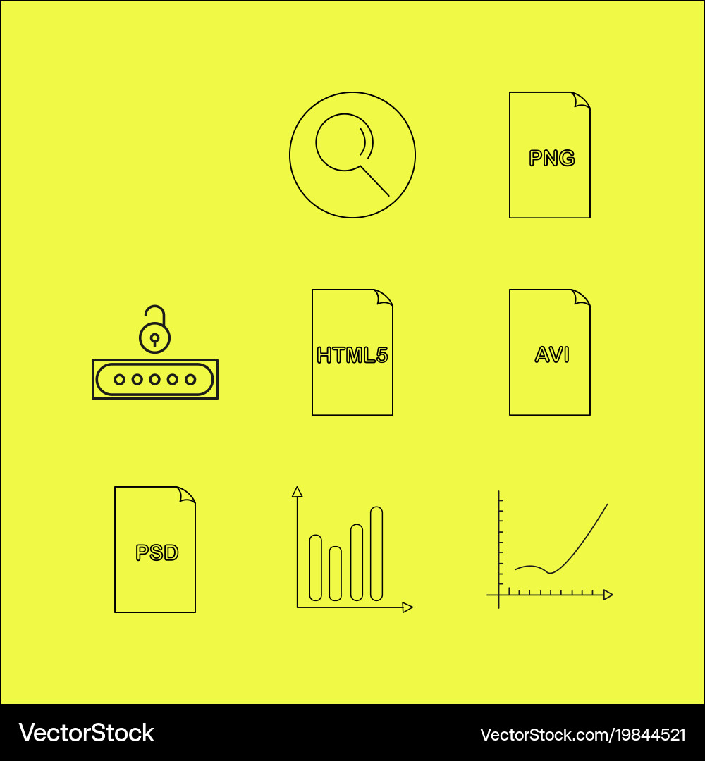 Files and folders linear icon set simple outline vector image