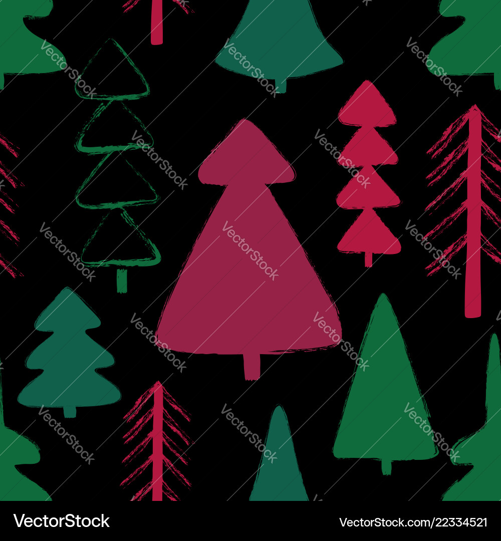 Forest Trees Seamless Pattern vector image