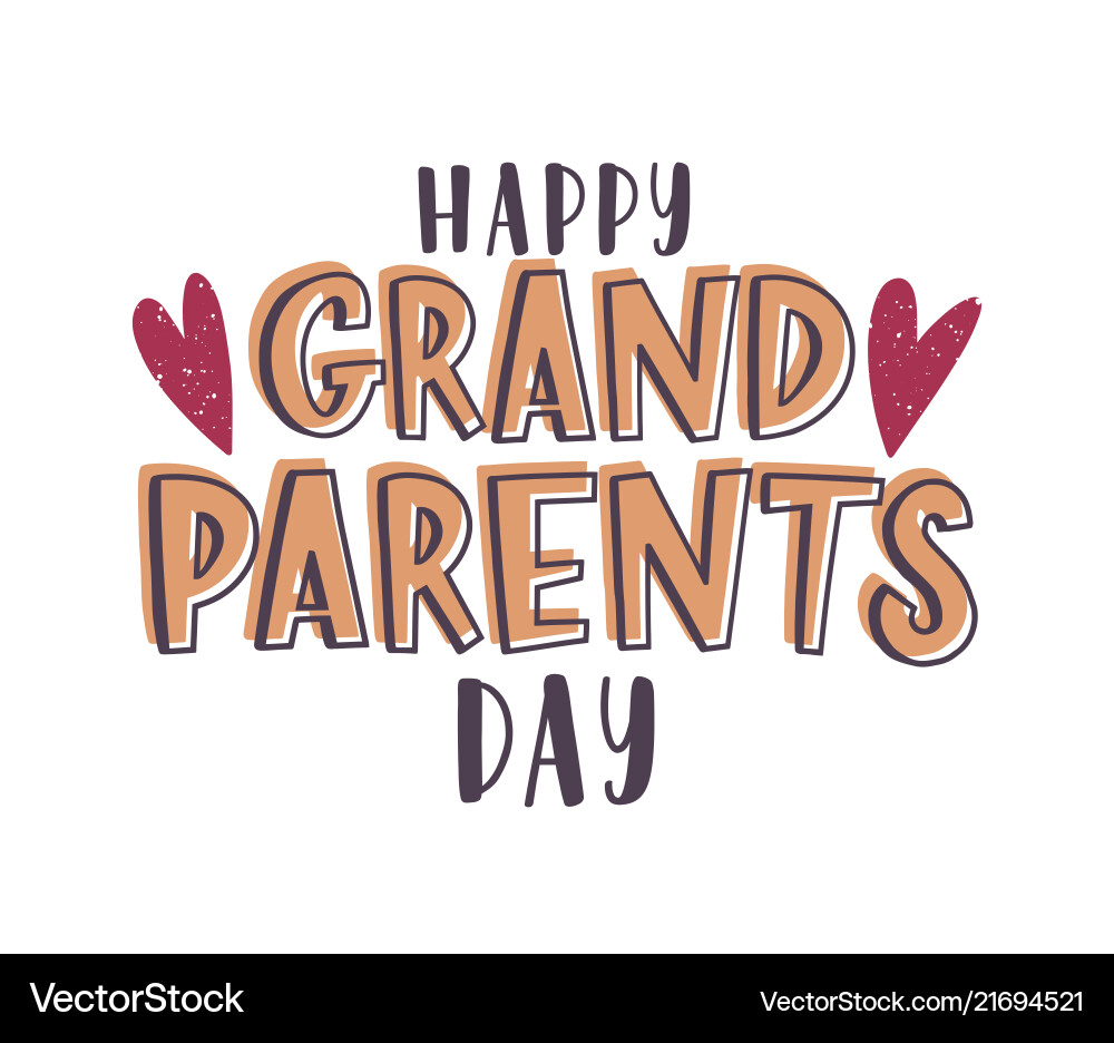 Grandparents Day Greeting - Handwritten Hearts Vector Image