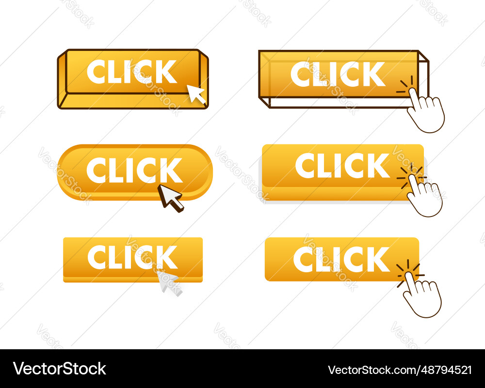 Klicken Sie auf Knopf mit Zeiger auf Web Klicken Sie auf Knopf mit Zeiger auf Web vektorbild