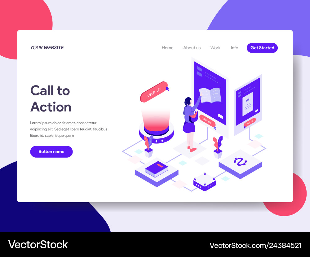 Landing page template of call to action concept Landing page template of call to action concept vector image